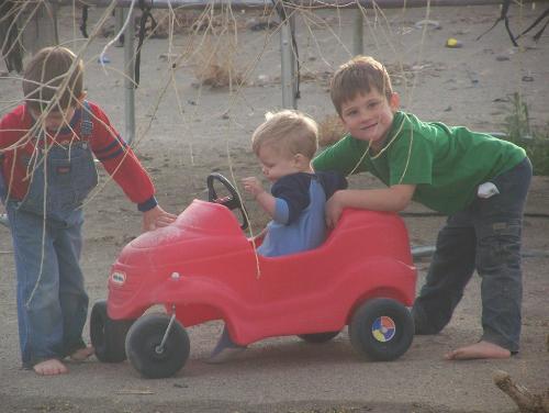 My boys - The boys are cruising in the backyard