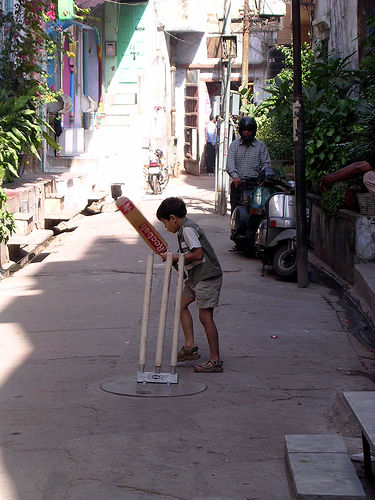 Cricket played in streets - A common scene in capital, like old delhi