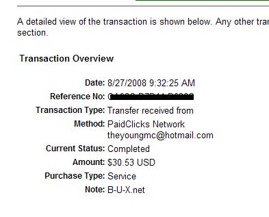 Finally got paid !!! there is a banner in my profi - my payment from B-U-X.....................