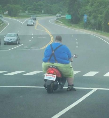 Big Fat small Bike - Big fat Man ona Bike, Let's go!! 360 Km/h