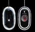 This is a Apple optical mouse - a picture of an Apple optical mouse from top and bottom