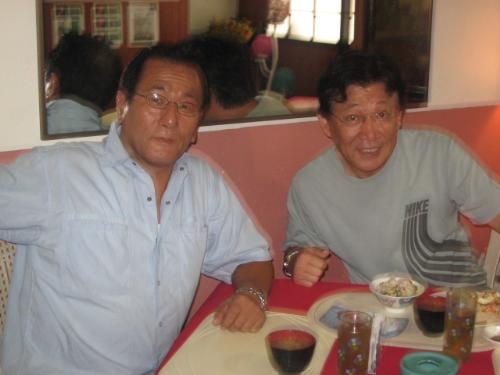 my boss and his friend - anniversary taken picture at delica japanese restaurant with my boss, shigeo sakurai and his friend matsouka san.