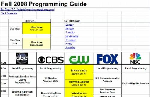 2008-2009 Fall TV Preview Schedule - Exactly what it says in the subject line...