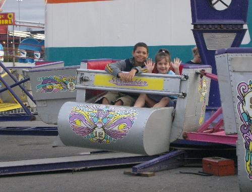 The Scrambler - My 5 year old daughter and 11 year old son on the scrambler ride at the State Fair.