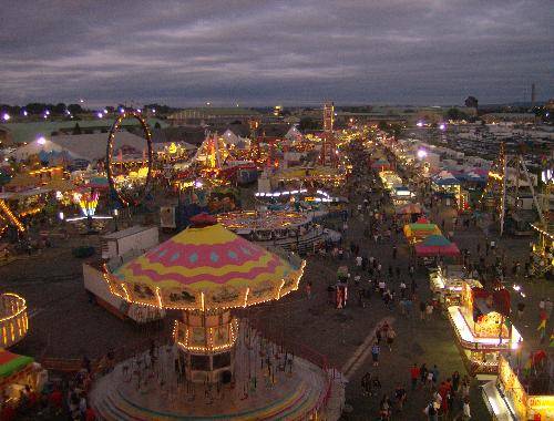 the Great New York State Fair - Picture of the midway from the top of the ferris wheel.