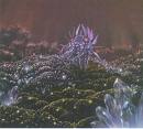 metal bug - artwork of a metallic bug amongst crystals and vegetation