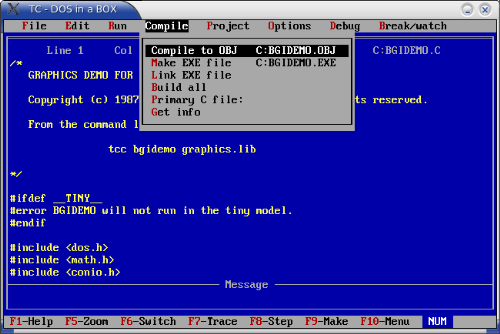 compiler - a photo of turbo C compiler