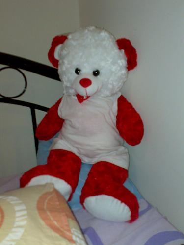 my teddy!!! - this is my teddy bear given to me by my friend last valentine... isn't he cute!!!