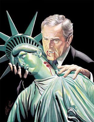 very funny pic - bush the vampire sucking the life out of the us