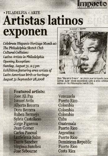 Impacto ad for exhibition - Featured my drawing in ad to jump start exhibit in Philadelphia..