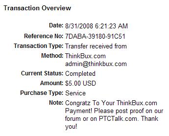 Payment Proof - Payment Proof from Thinkbux