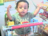 out shopping with mom - he is in the bugge