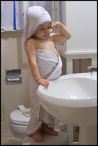 brushing her teeth! - girl brushing her teeth..
