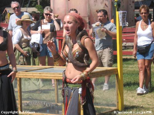 Belly Dancer With Constrictor - A bull constrictor snake with the belly dancer. Belly Dancer With Constrictor - A bull constrictor snake with the belly dancer.