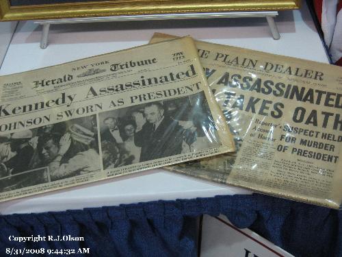 Newspapers - Newspaper Headlines from papers saved.  New York Herald tribune and a Cleveland Ohio paper.