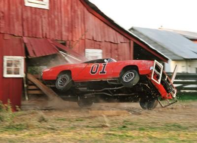 dukes of hazzard - dukes of hazzard doing their usual every day car stunt into barn lol