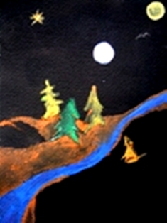 Moon Mates - This is an india ink/ water colour.