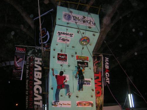Wall Climbing for Everyone - This photo was taken during the Silliman University Hibalag Booth Festival in Dumaguete City, Philippines last August 27, 2008. Children and adults tried to climb this wall set up by the Cuernos de Negros Mountaineering Club (founded in 1988) based in Dumaguete City.