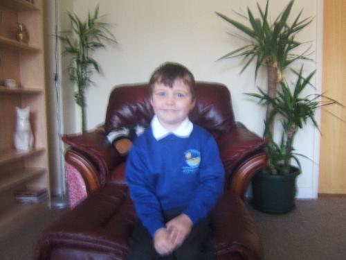 My son in his uniform ready for first day at schoo - My son in his uniform all ready to start his first day at school.