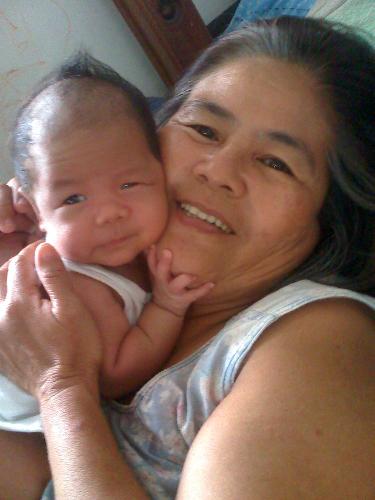 My mom and my youngest - She was with me days after gave birth to my youngest and she would put me to sleep sometimes by massaging my head. 