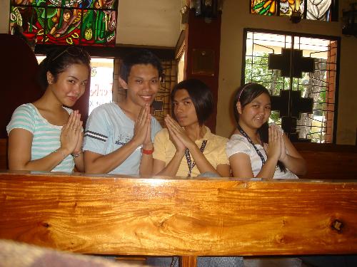 angels - we were clowning around XU chapel while watching the choir competition