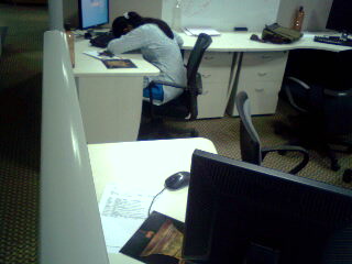 sleeping at office - sleeping at office desk