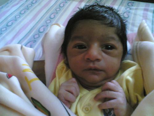 Arya....when he was just two days old - Can I ever forget this day when our son was born.I could feel his tiny hands and tiny legs when he came out.Ooh it was just amazing and I felt the whole world with me.