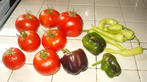 Another Batch of Tomatoes and Peppers - 
More of the tomatoes and peppers I&#039;ve grown in my container and small space garden. I don&#039;t think I did too bad for not knowing what I&#039;m doing!

Notice the &#039;chocolate&#039; pepper - isn&#039;t that neat?