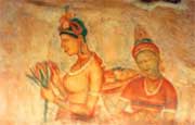 Sigiriya Murals - Sigiriya Murals are found in Sigiriya rock cave which is regarded as the 8th wonder of the world. It was the Kingdom of King Kashyapa ruler of Sri Lanka in the 2nd B.C. These murals have close resemblence with world renoun Ajantha murals of India. Currently it is protected as an important world heritage site.