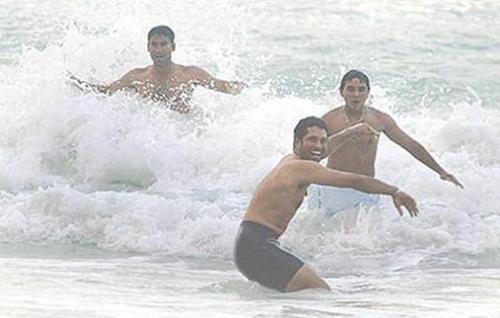 Indian Team washed Ashore - Team Members enjoying in beach