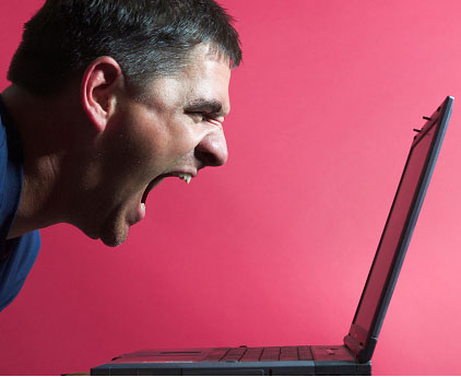 Internet influence - laptop, computer, scream, influence, man, people