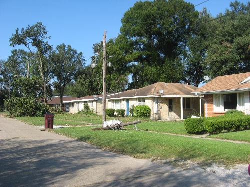 Transformer on ground - Transformer on ground in front of hubby's friends house (red brick)  This happened during Hurricane Gustav