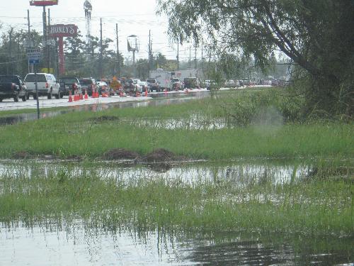 better shot of traffic in Laplace - Longer line of traffic