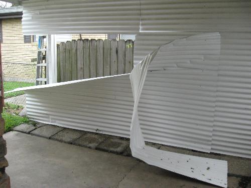 Damage to our carport - This is the minor damage we had from Hurricane Gustav