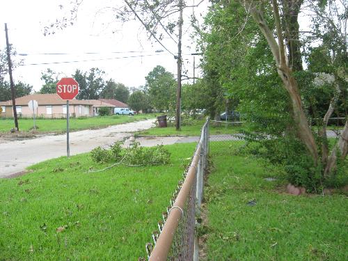Our yard and down the street - Debris for as far as I could see with the camera :)