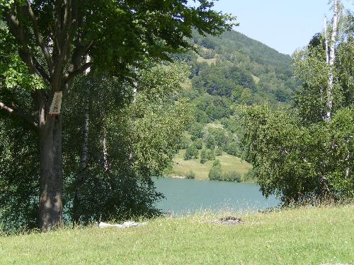 Lake and mountain view  - Lake view and mountain near a DAM in Prahova County in Romania.
