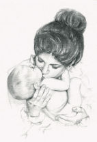 Mother and baby drawing - Mother and baby pencil drawing