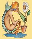 thinker - i love mermaid and it has a sunflower on it on the pot.