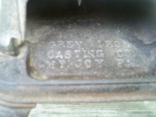 cast iron stove - a closer look at the printing inside the stove..