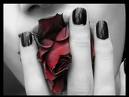Kissing rose petals - black white photo of a girl kissing rose petals
