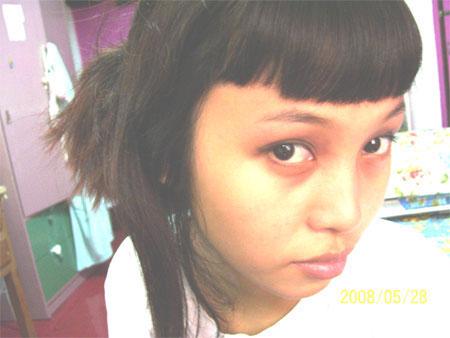 Me with fringes/bangs - I look a bit bloated here. I don't why.