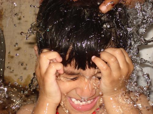 Wet baby - Playing in water