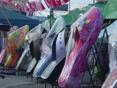 Tsinelas Festival - Rows and rows of giant flipflops.