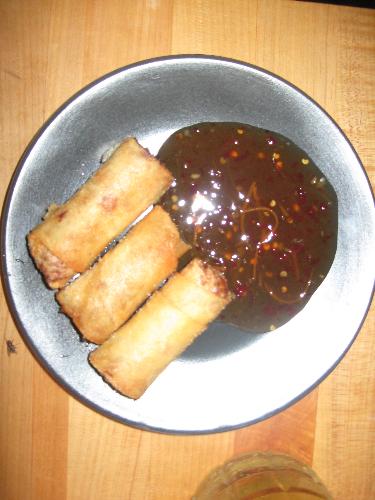 food - 'lumpia' it has ground beef, carrots, pepper!