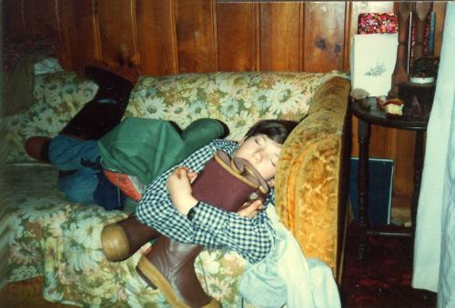 Son Dan age 14 ; These boots are made for hugging - He was sleeping with his farm boots on and after awhile he reached out and grabbed a pair of his brothers boots sitting by the couch he was sleeping on and hugged them tightly to him. It was really funny.