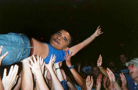 Obama surfing the crowd - He's my rock star Democrat!