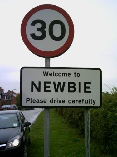Newbie - Newbie village speed limit sign.