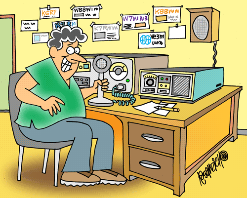 Ham Radio - Cartoon of a DX shack