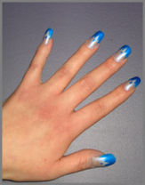 Blue toned nail art - 2 toned blue design created with an airbrush