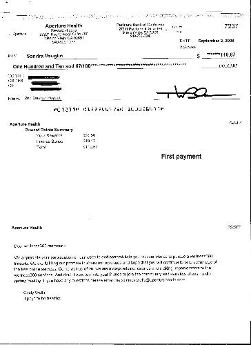 1st payment from wellness360  - my first check from wellness360